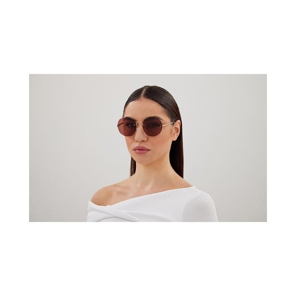 New CHLOE Gold Rimless Round CH0254S 002 Sunglasses Women - Picture 4 of 5